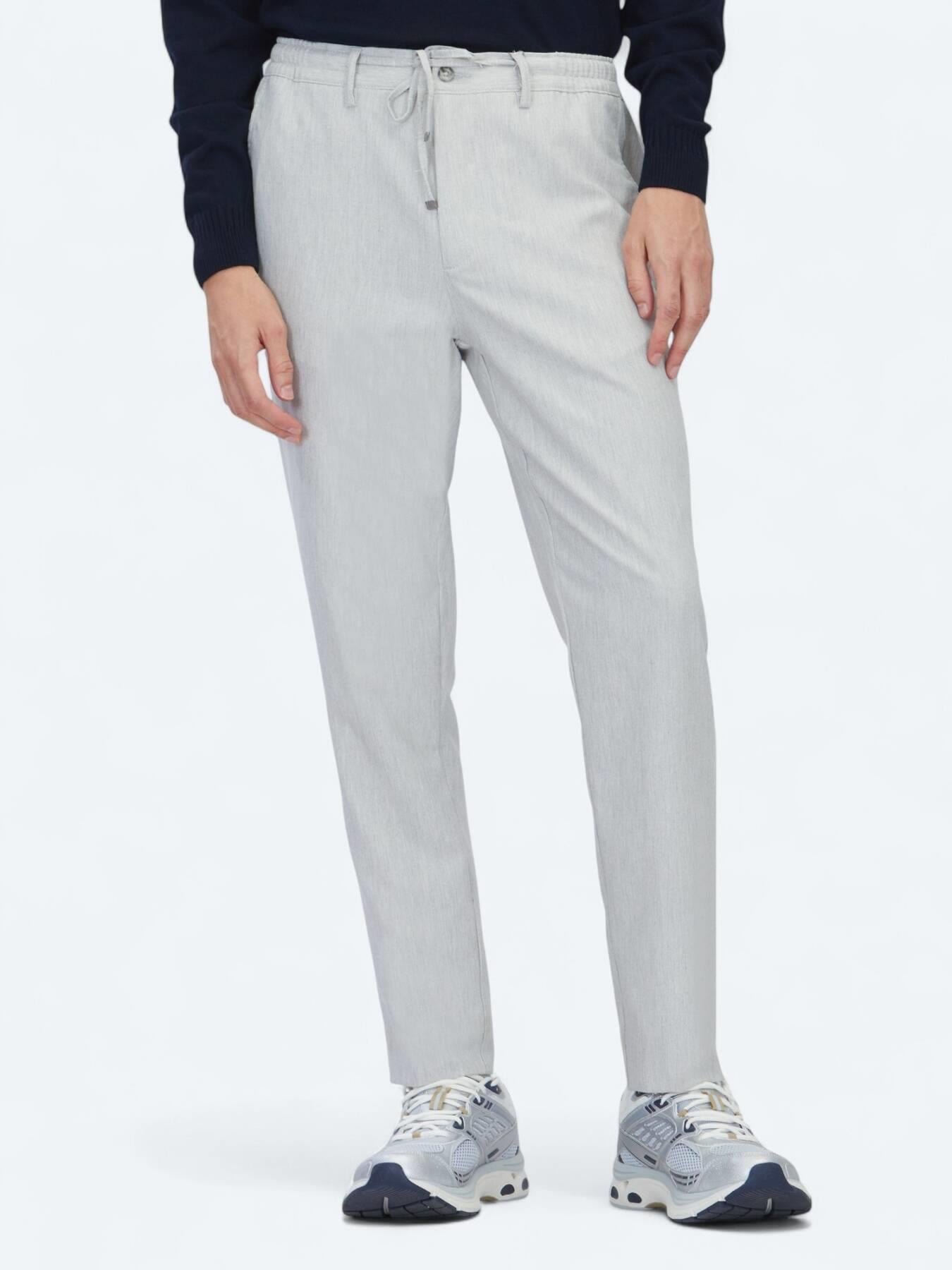 Gri Düz Dokuma Jogging Fit Casual Pantolon