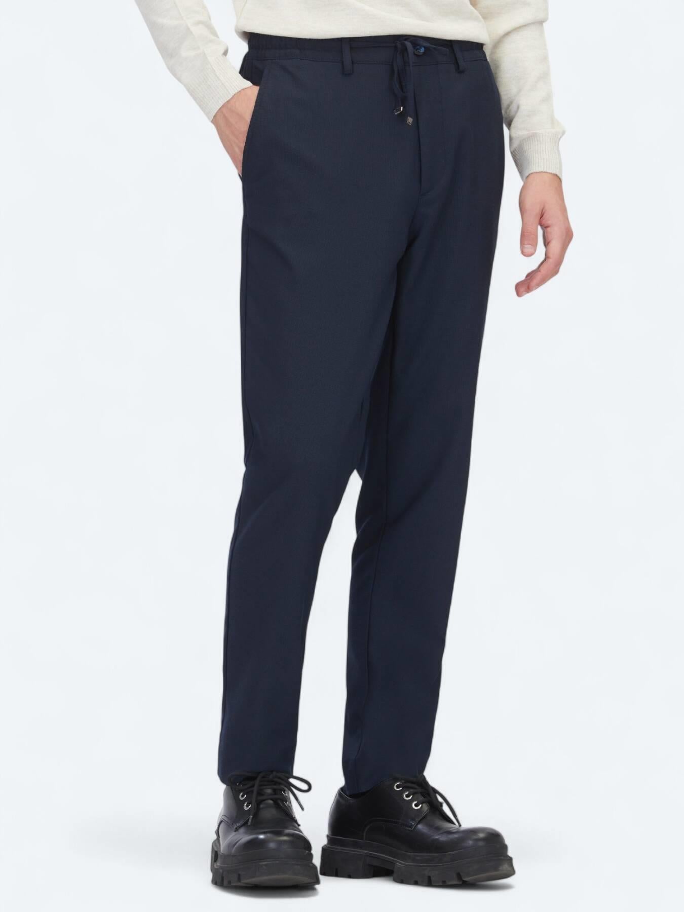 Lacivert Düz Dokuma Jogging Fit Casual Pantolon