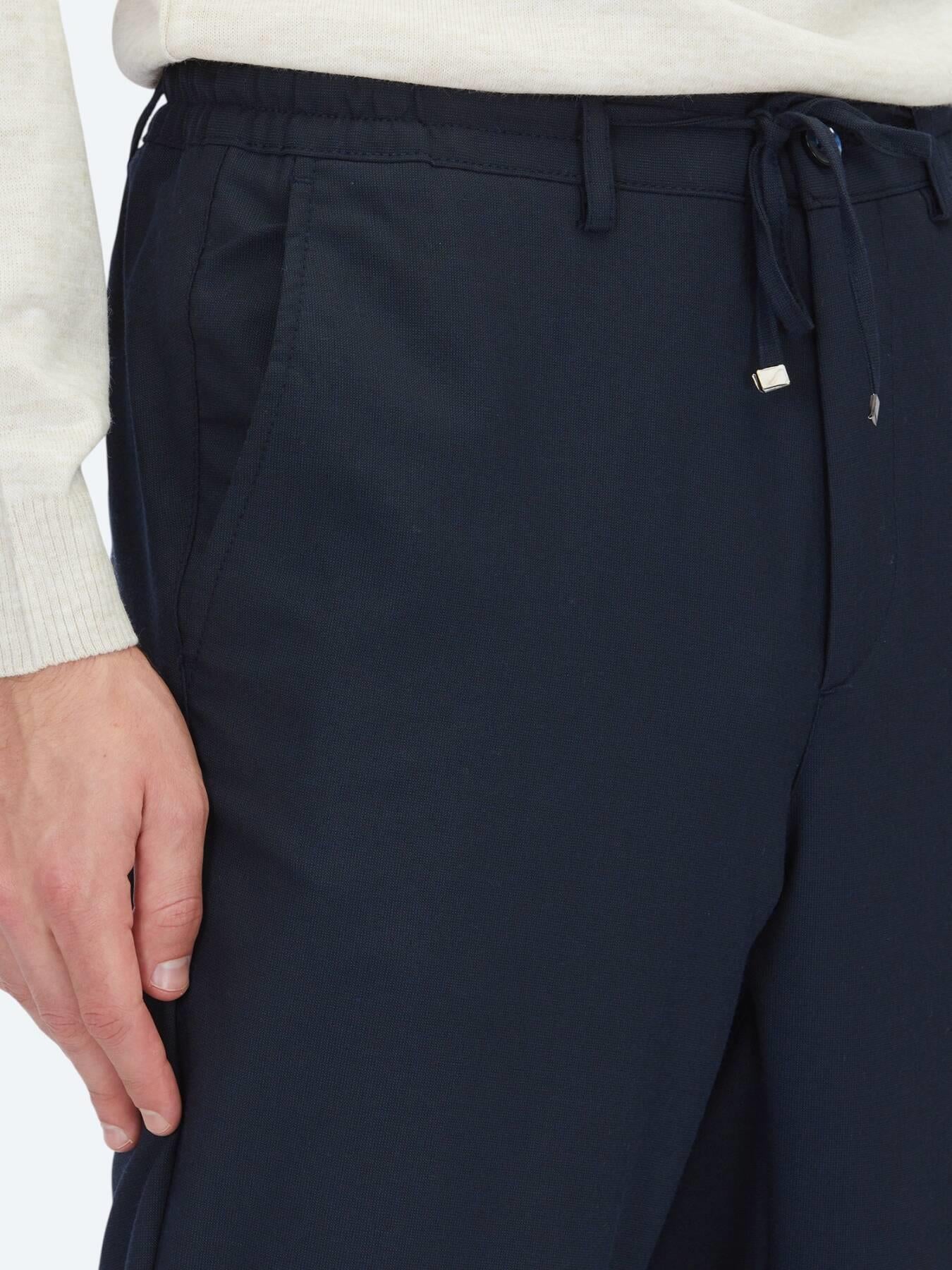 Lacivert Düz Dokuma Jogging Fit Casual Pantolon