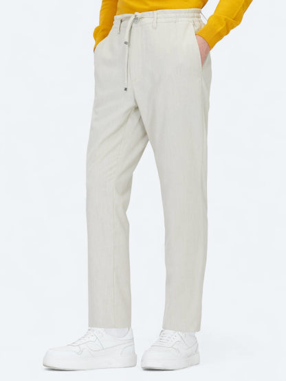 Açık Bej Düz Dokuma Jogging Fit Casual Pantolon