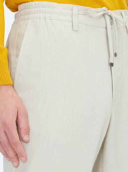 Açık Bej Düz Dokuma Jogging Fit Casual Pantolon