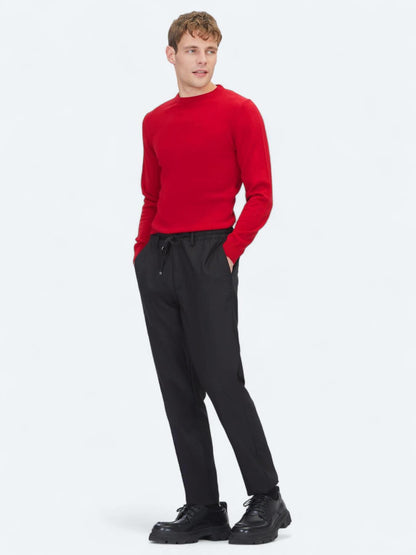Siyah Düz Dokuma Jogging Fit Casual Pantolon