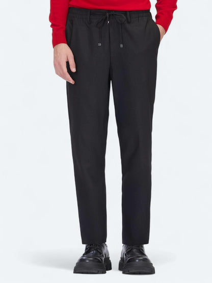 Siyah Düz Dokuma Jogging Fit Casual Pantolon