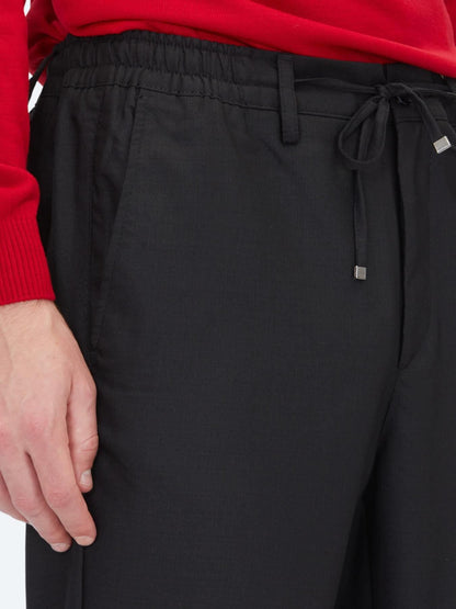 Siyah Düz Dokuma Jogging Fit Casual Pantolon