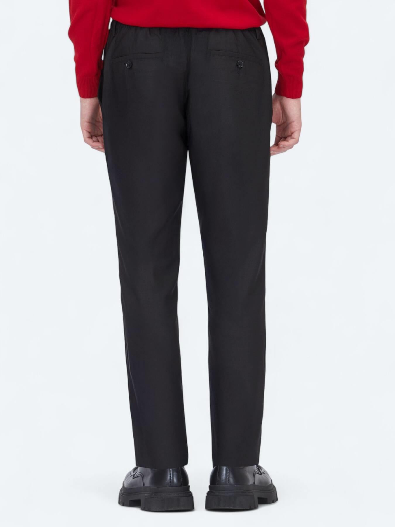 Siyah Düz Dokuma Jogging Fit Casual Pantolon