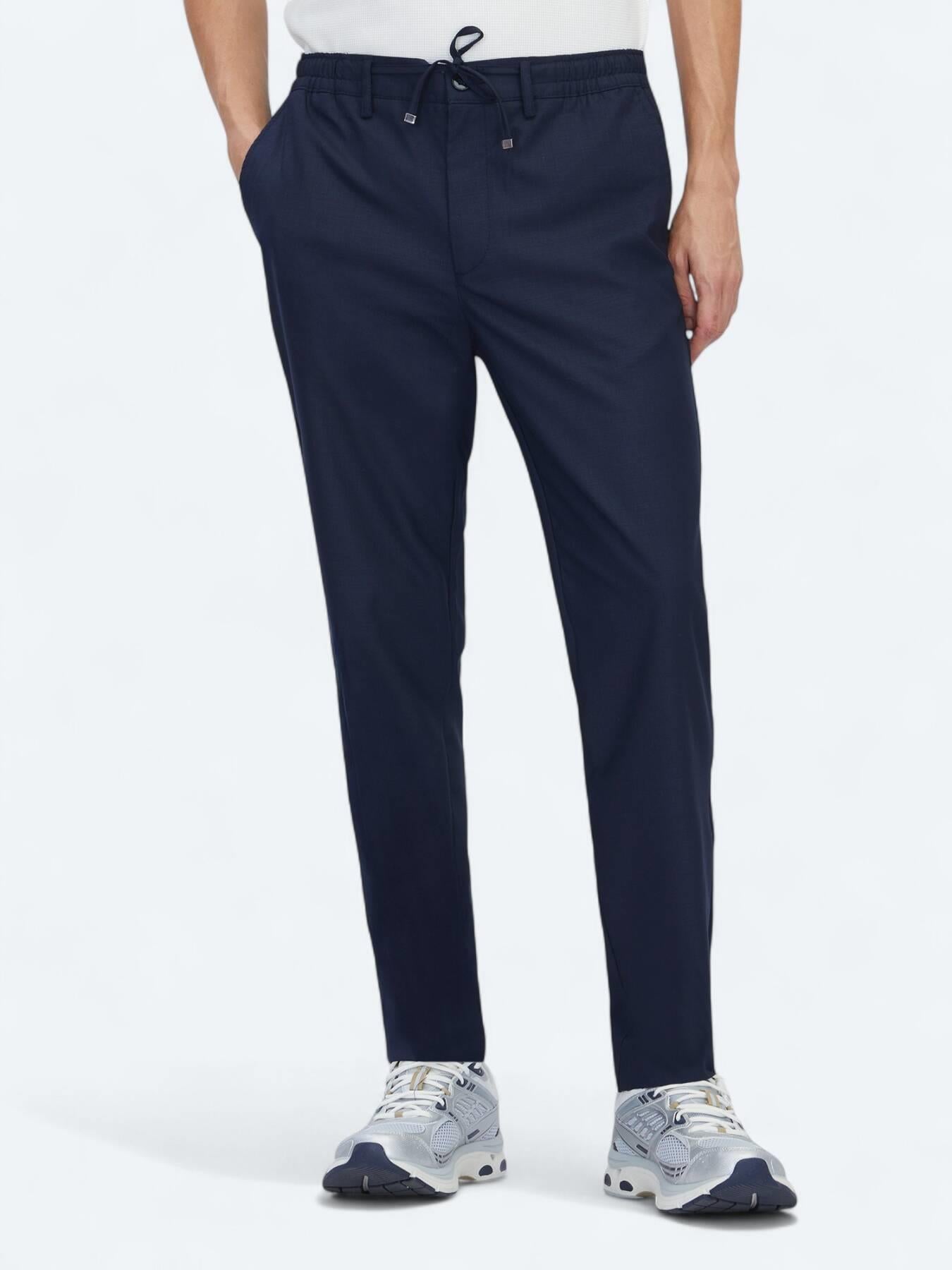Lacivert Düz Dokuma Jogging Fit Casual Pantolon