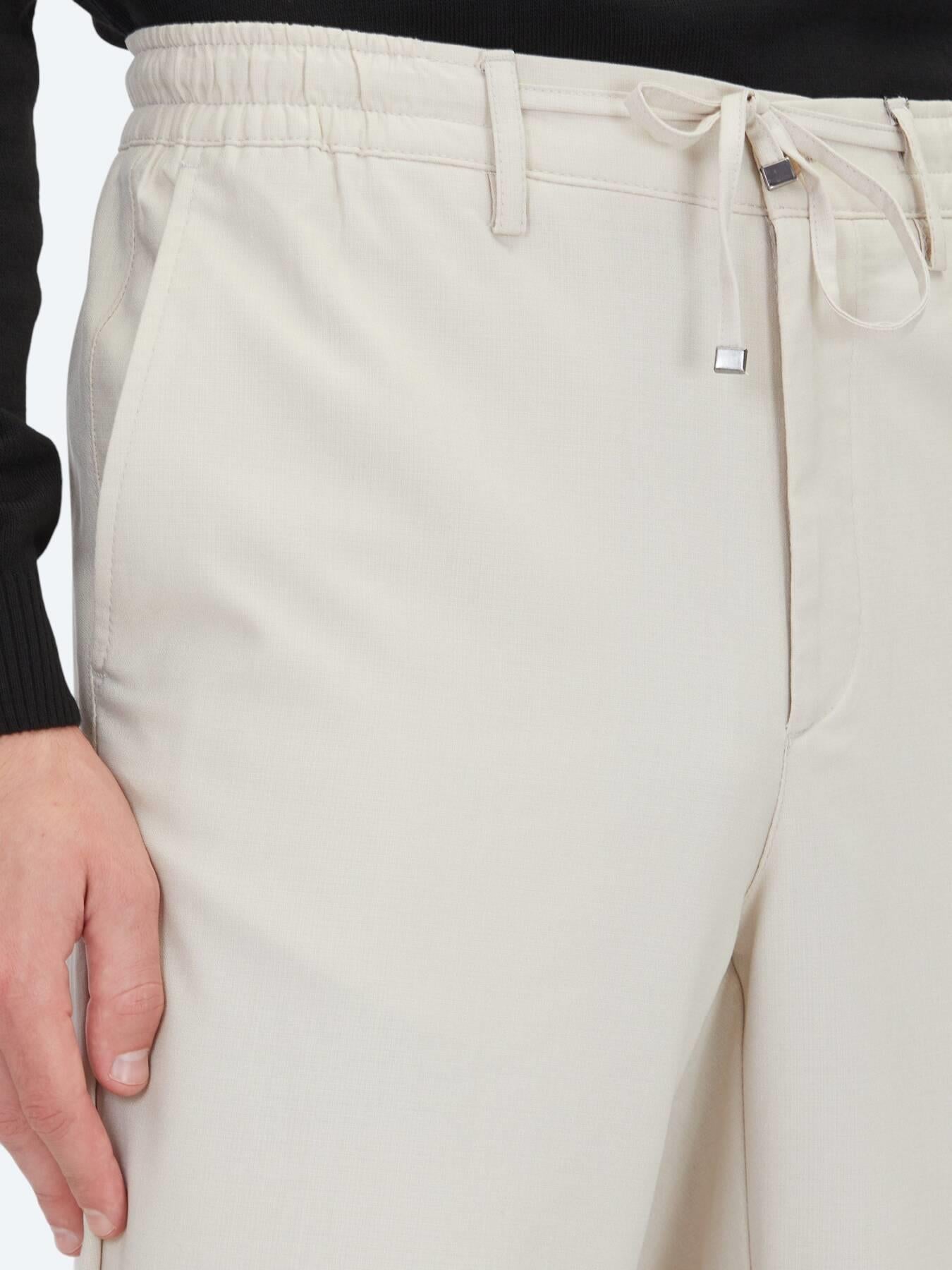 Açık Bej Düz Dokuma Jogging Fit Casual Pantolon