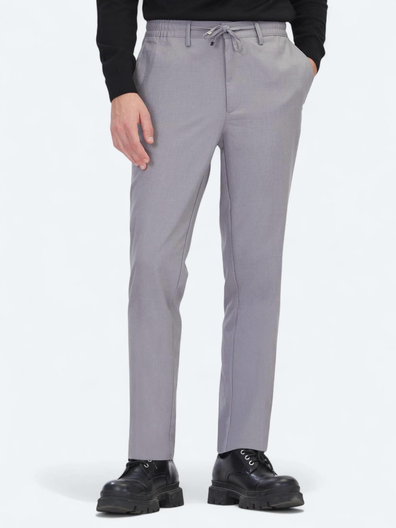 Gri Düz Dokuma Jogging Fit Casual Pantolon