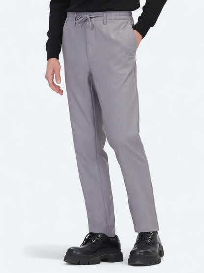 Gri Düz Dokuma Jogging Fit Casual Pantolon