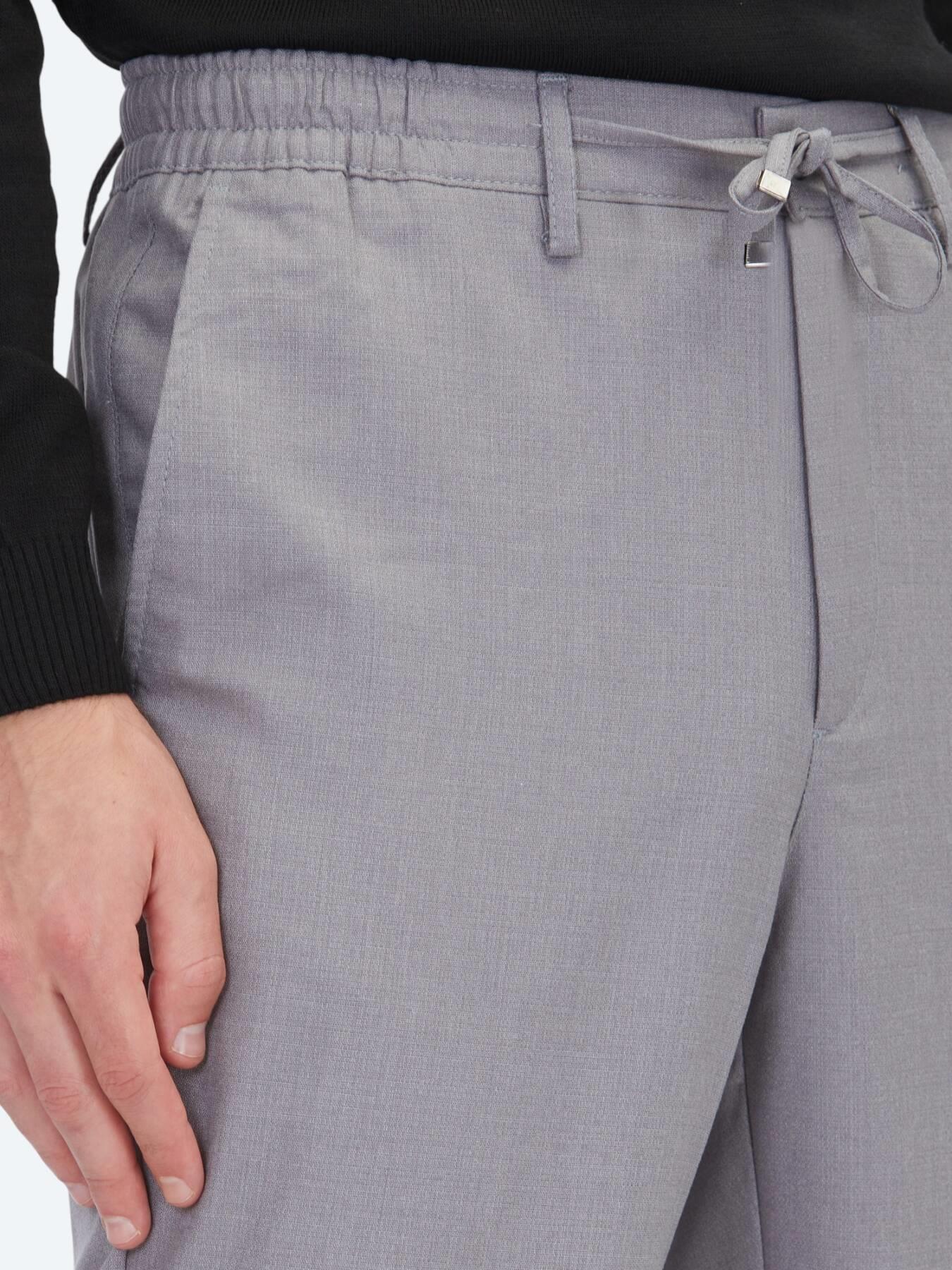 Gri Düz Dokuma Jogging Fit Casual Pantolon