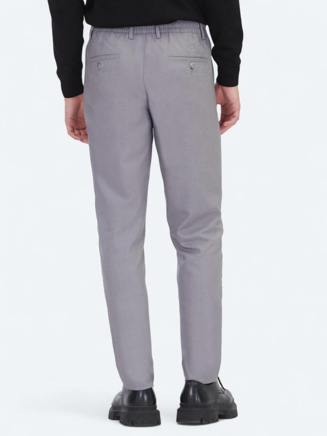 Gri Düz Dokuma Jogging Fit Casual Pantolon