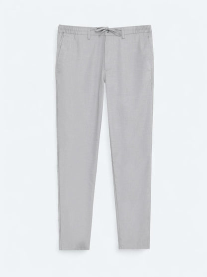 Gri Düz Dokuma Jogging Fit Casual Pantolon