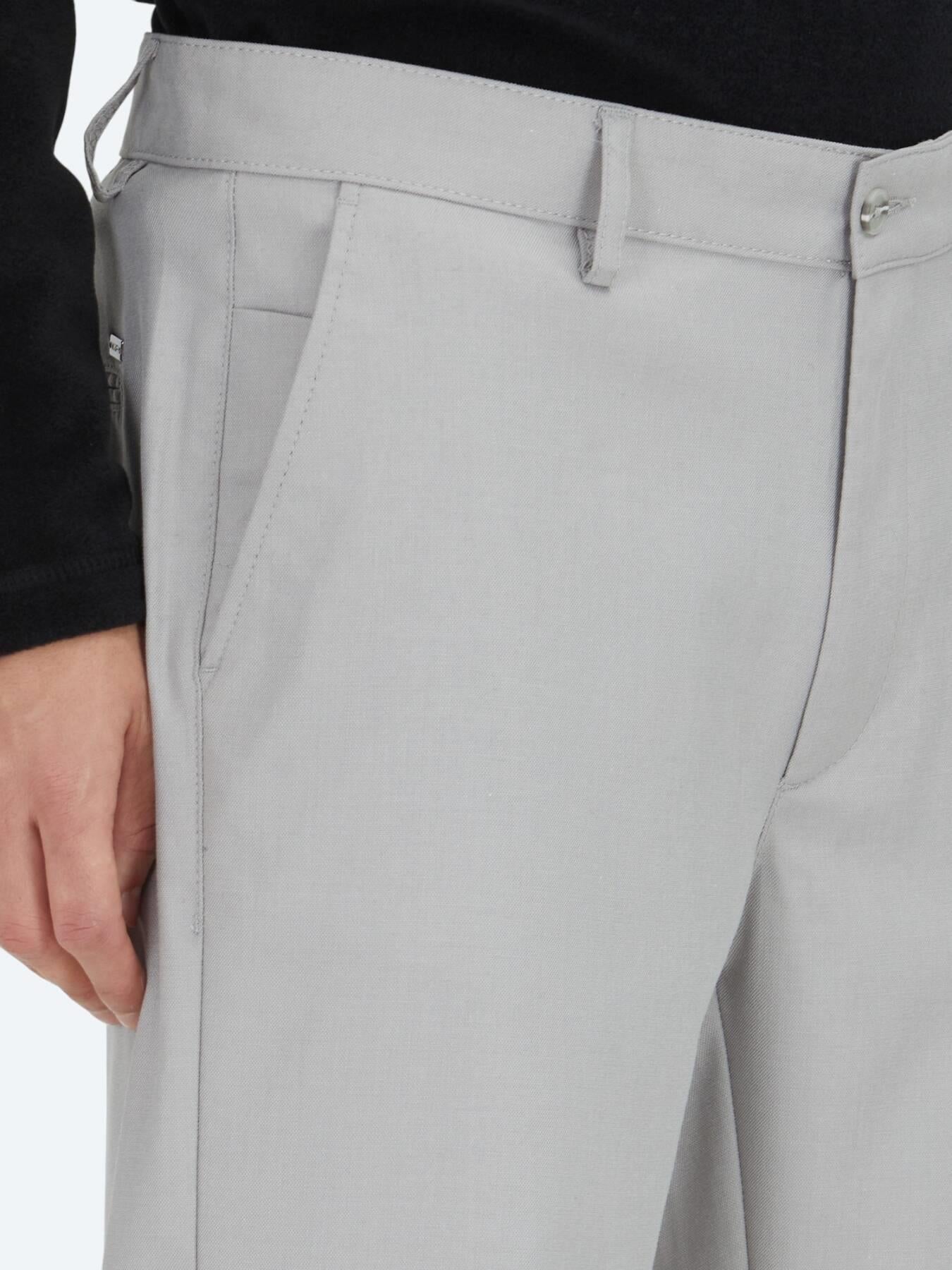 Gri Düz Dokuma Regular Fit Casual Pantolon