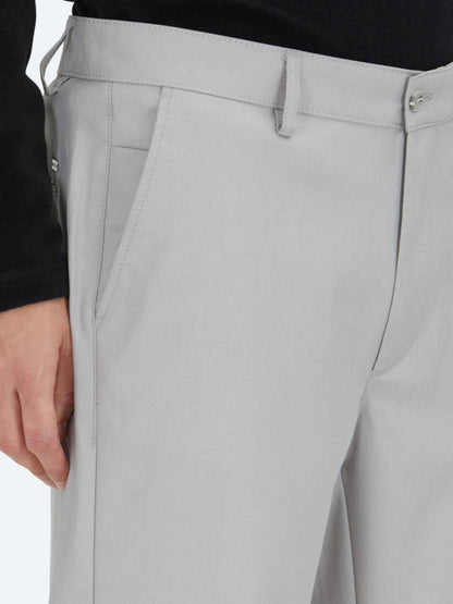Gri Düz Dokuma Regular Fit Casual Pantolon