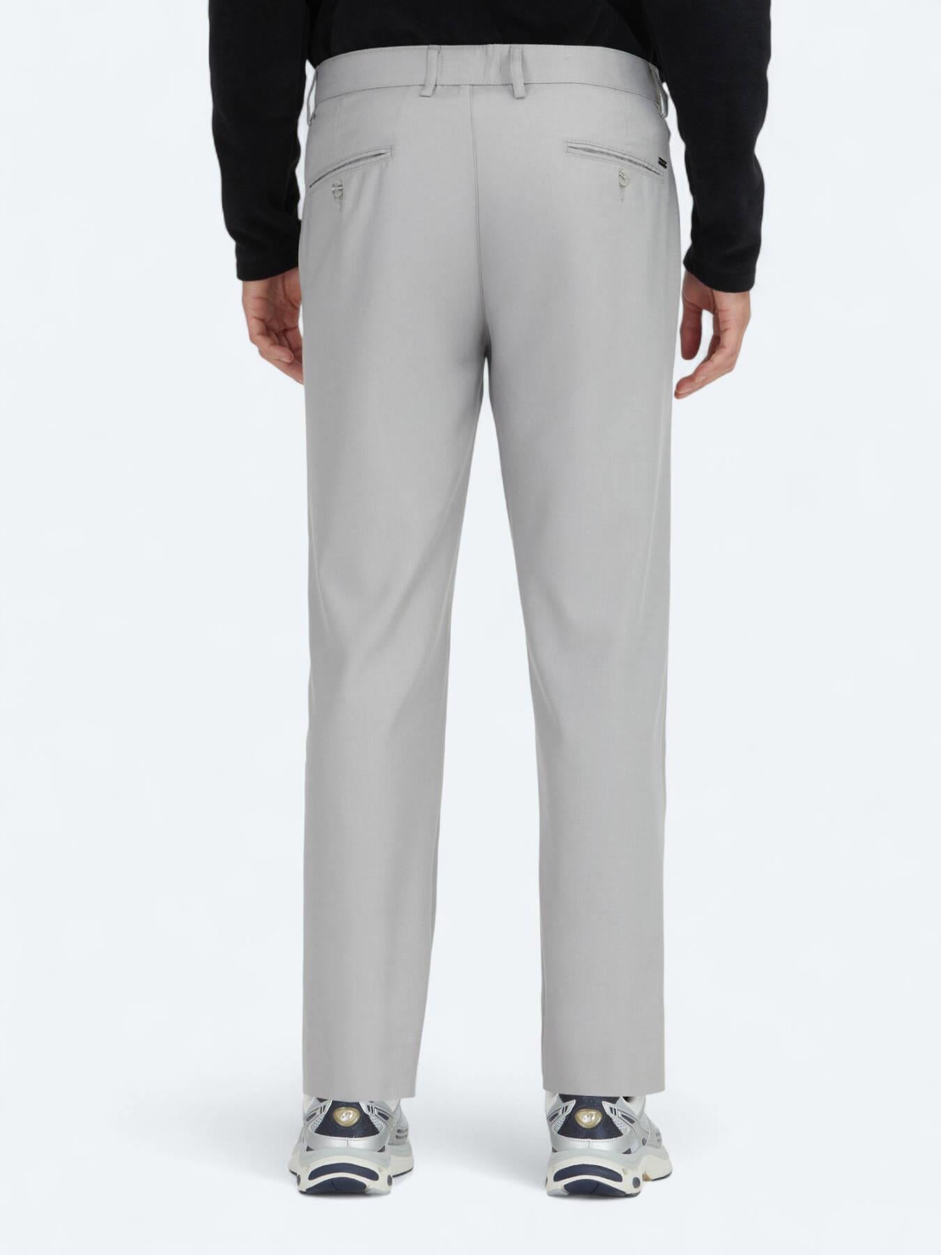 Gri Düz Dokuma Regular Fit Casual Pantolon