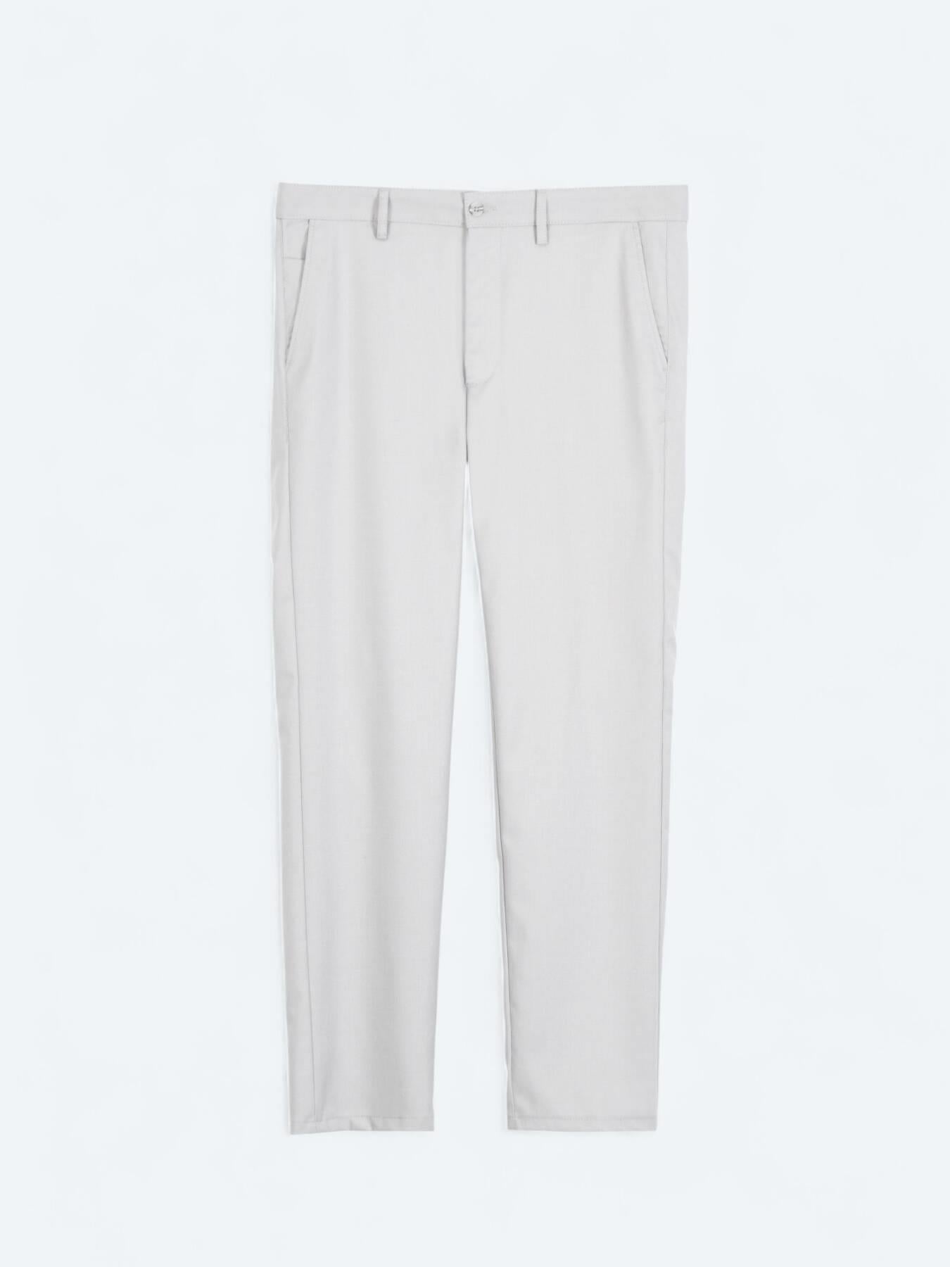 Gri Düz Dokuma Regular Fit Casual Pantolon