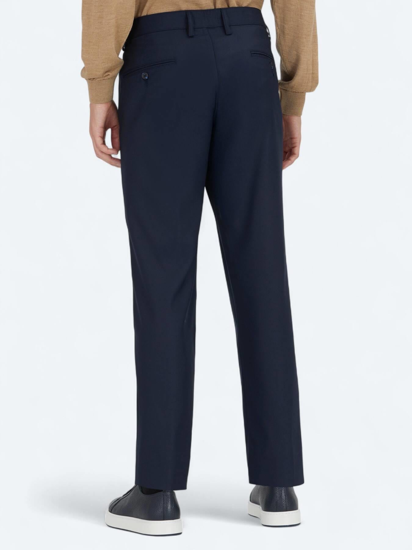Lacivert Düz Dokuma Regular Fit Casual Pantolon