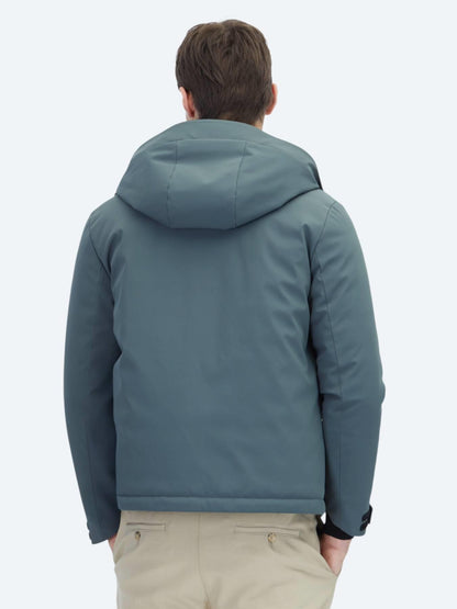 Haki Regular Fit Kapüşonlu Casual Dokuma Mont