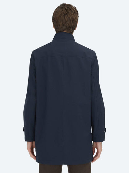 Lacivert Oversize Fit Kruvaze Yaka Casual Dokuma Pardösü