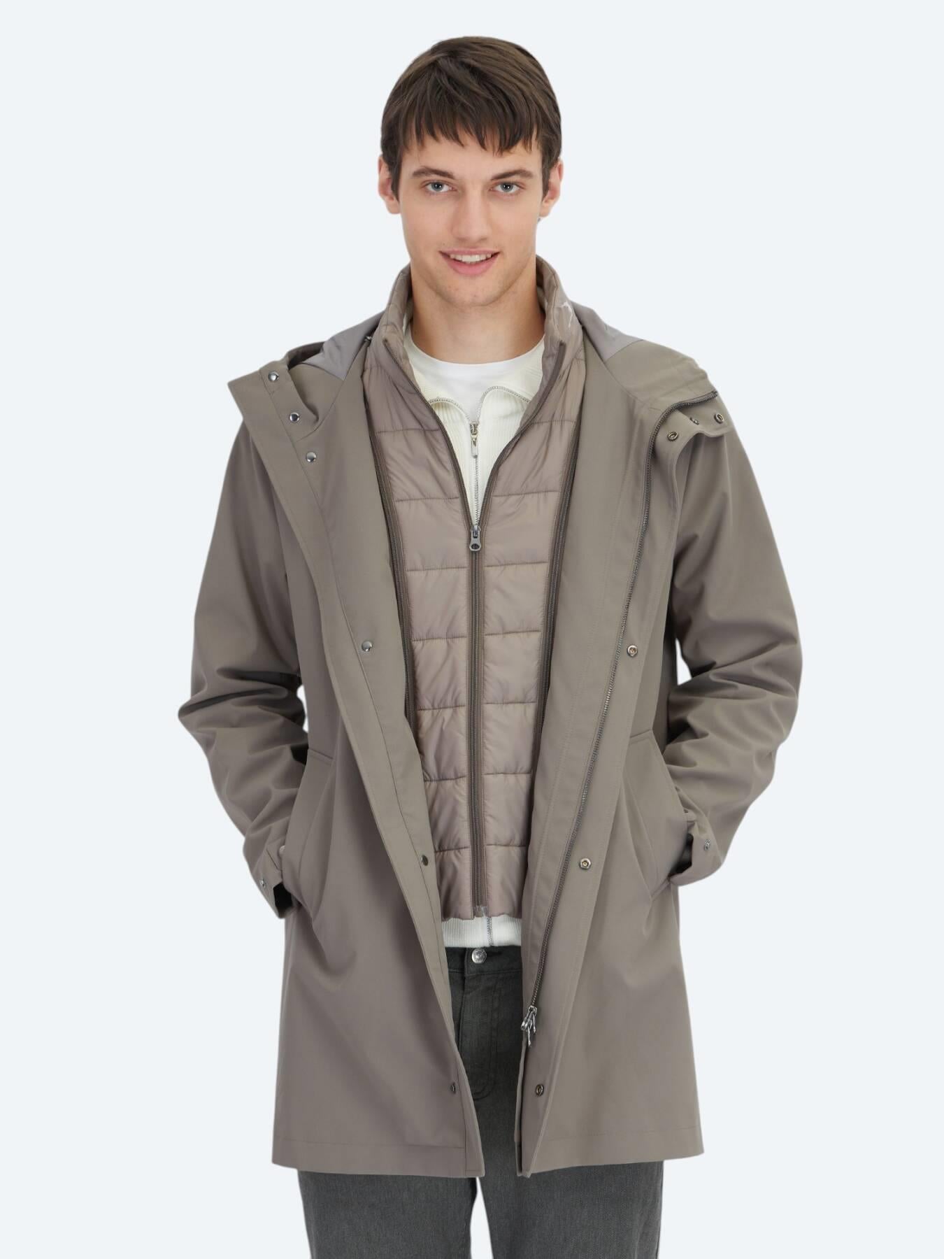 Haki Oversize Fit Kruvaze Yaka Casual Dokuma Pardösü
