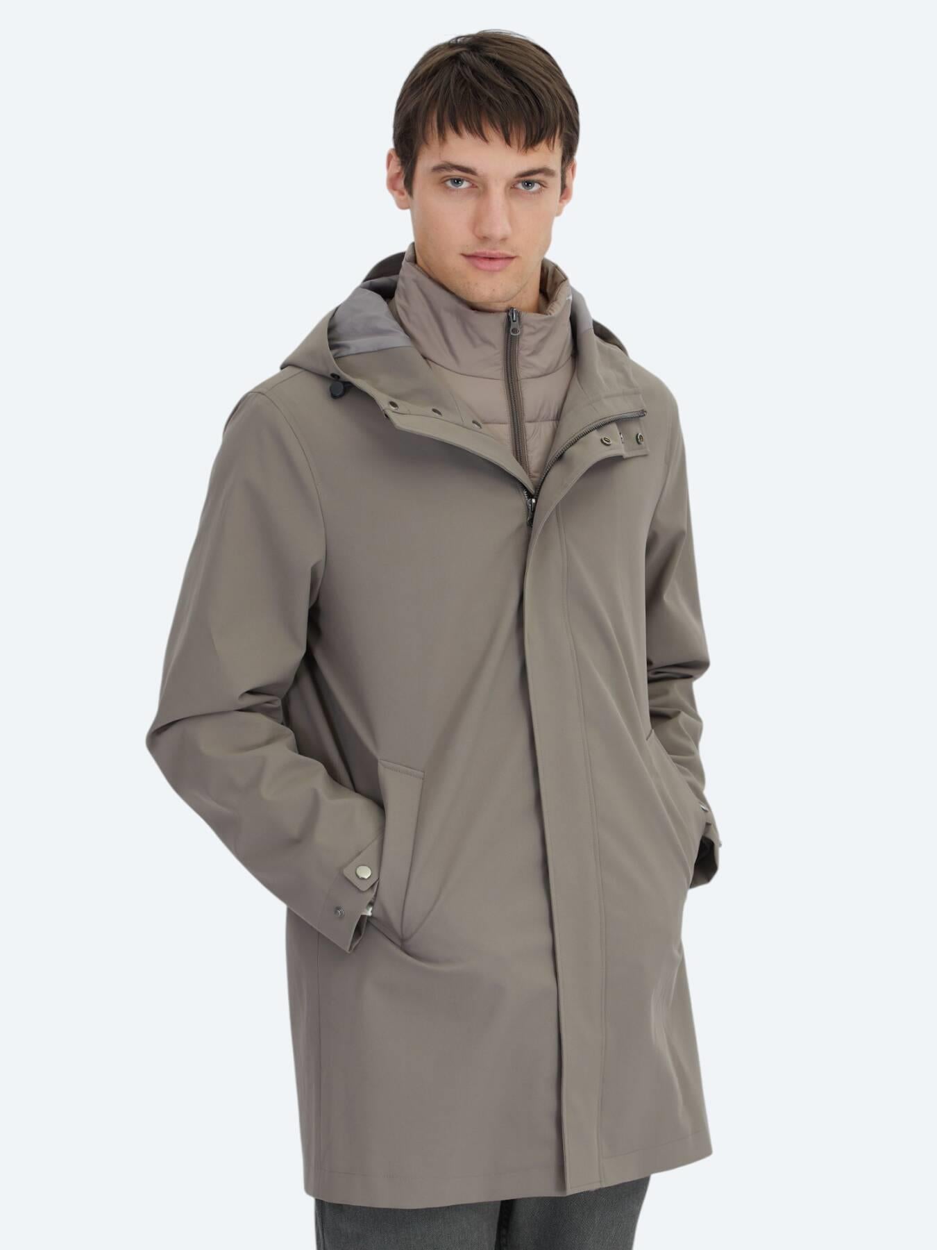 Haki Oversize Fit Kruvaze Yaka Casual Dokuma Pardösü