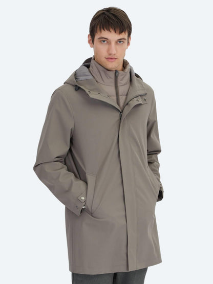 Haki Oversize Fit Kruvaze Yaka Casual Dokuma Pardösü