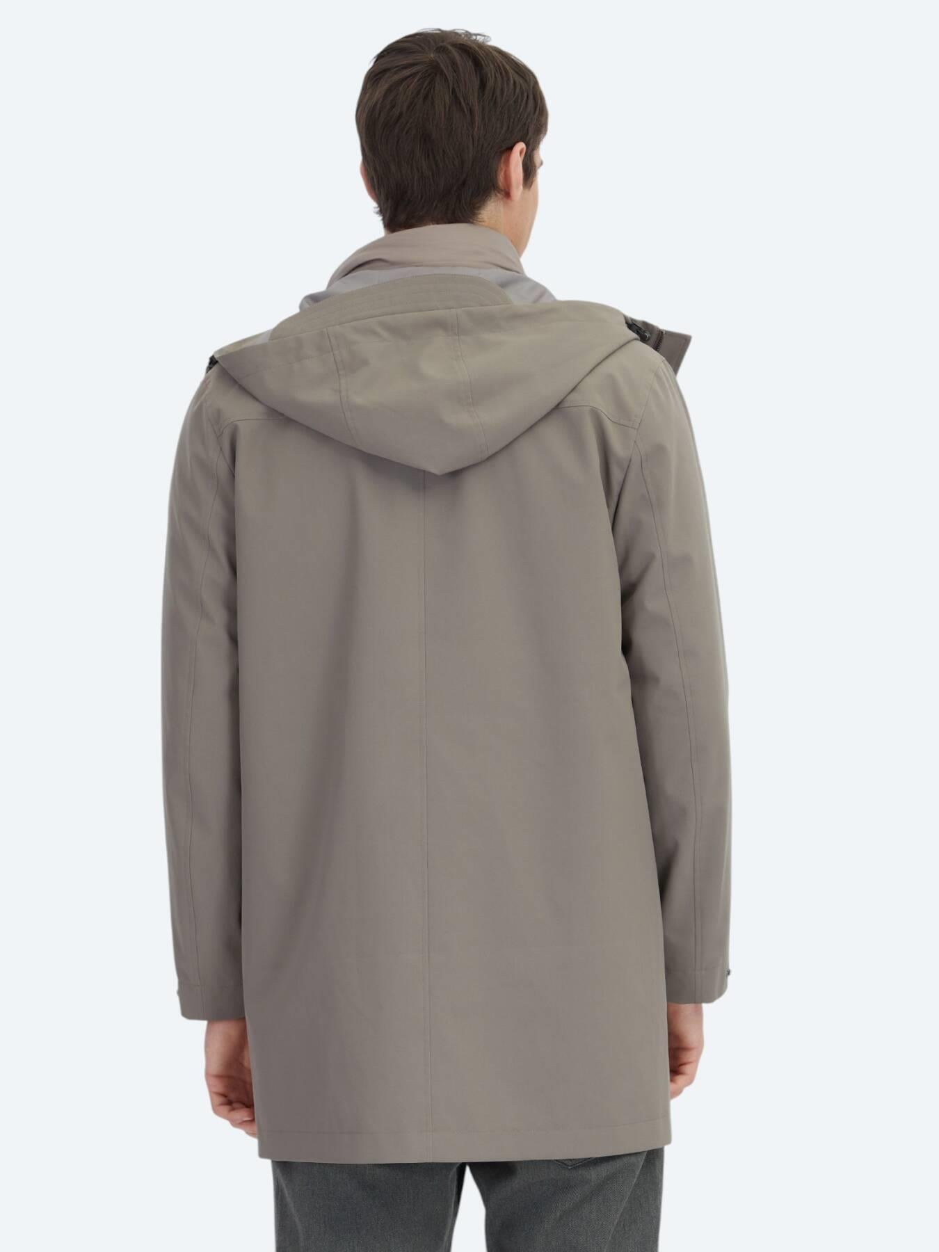 Haki Oversize Fit Kruvaze Yaka Casual Dokuma Pardösü