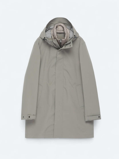 Haki Oversize Fit Kruvaze Yaka Casual Dokuma Pardösü