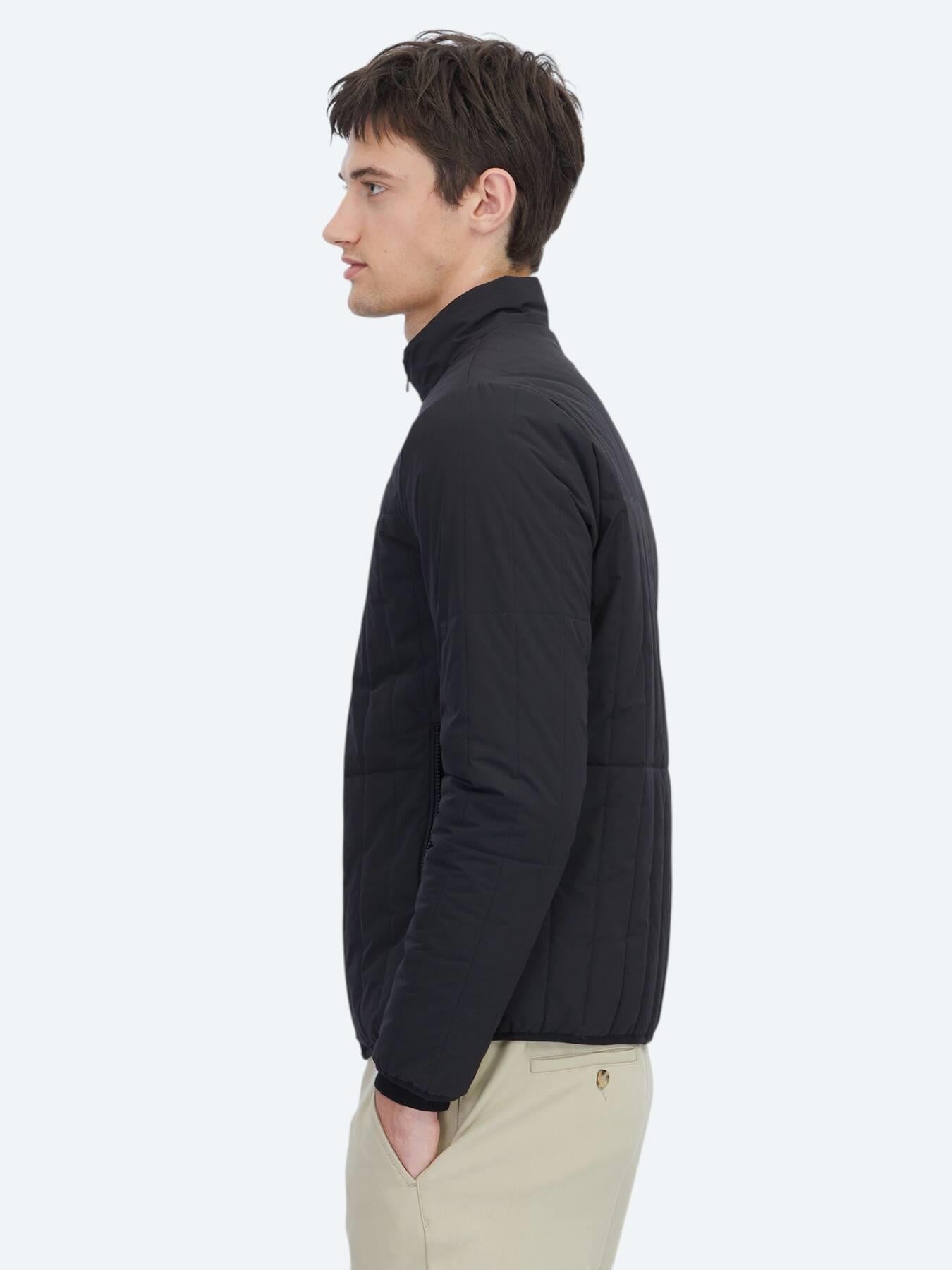 Siyah Regular Fit Dik Yaka Casual Dokuma Mont