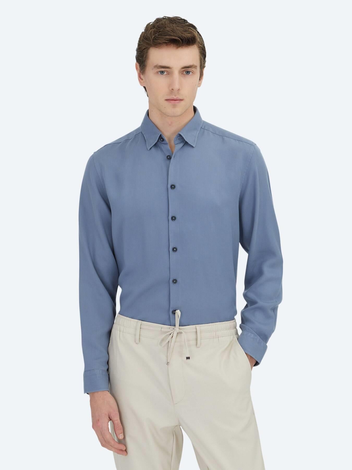 Mavi Regular Fit Uzun Dokuma Casual Gömlek