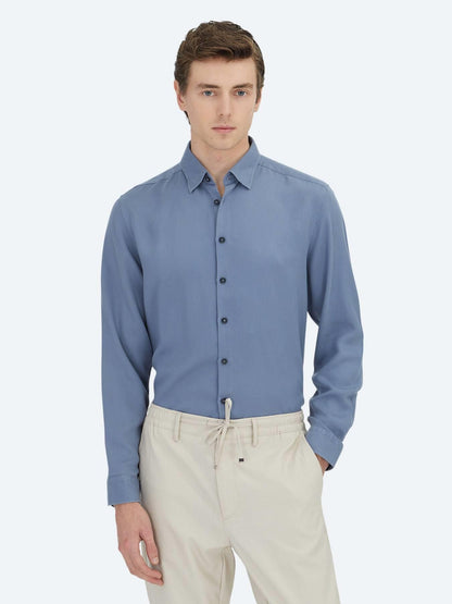 Mavi Regular Fit Uzun Dokuma Casual Gömlek
