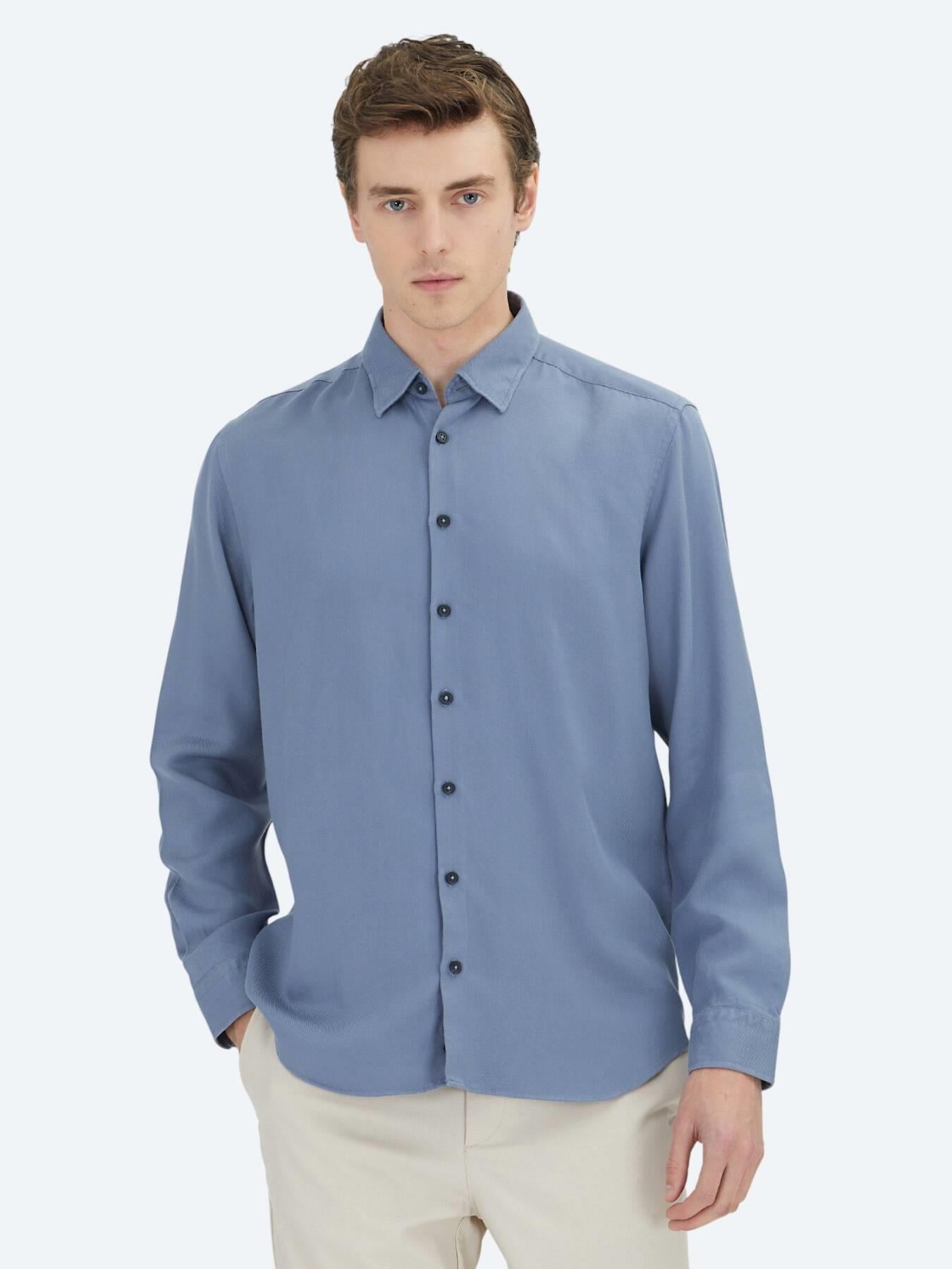 Mavi Regular Fit Uzun Dokuma Casual Gömlek