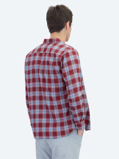 Bordo Regular Fit Uzun Dokuma Casual %100 Pamuk Gömlek