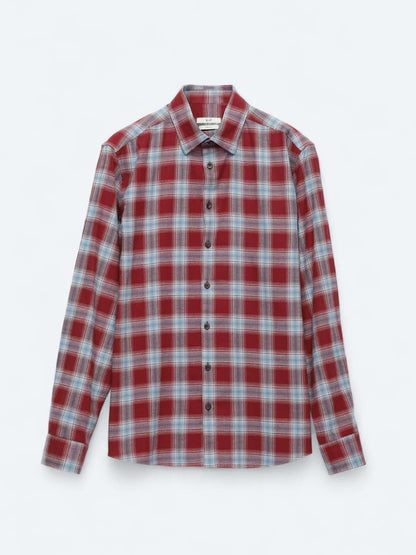Bordo Regular Fit Uzun Dokuma Casual %100 Pamuk Gömlek