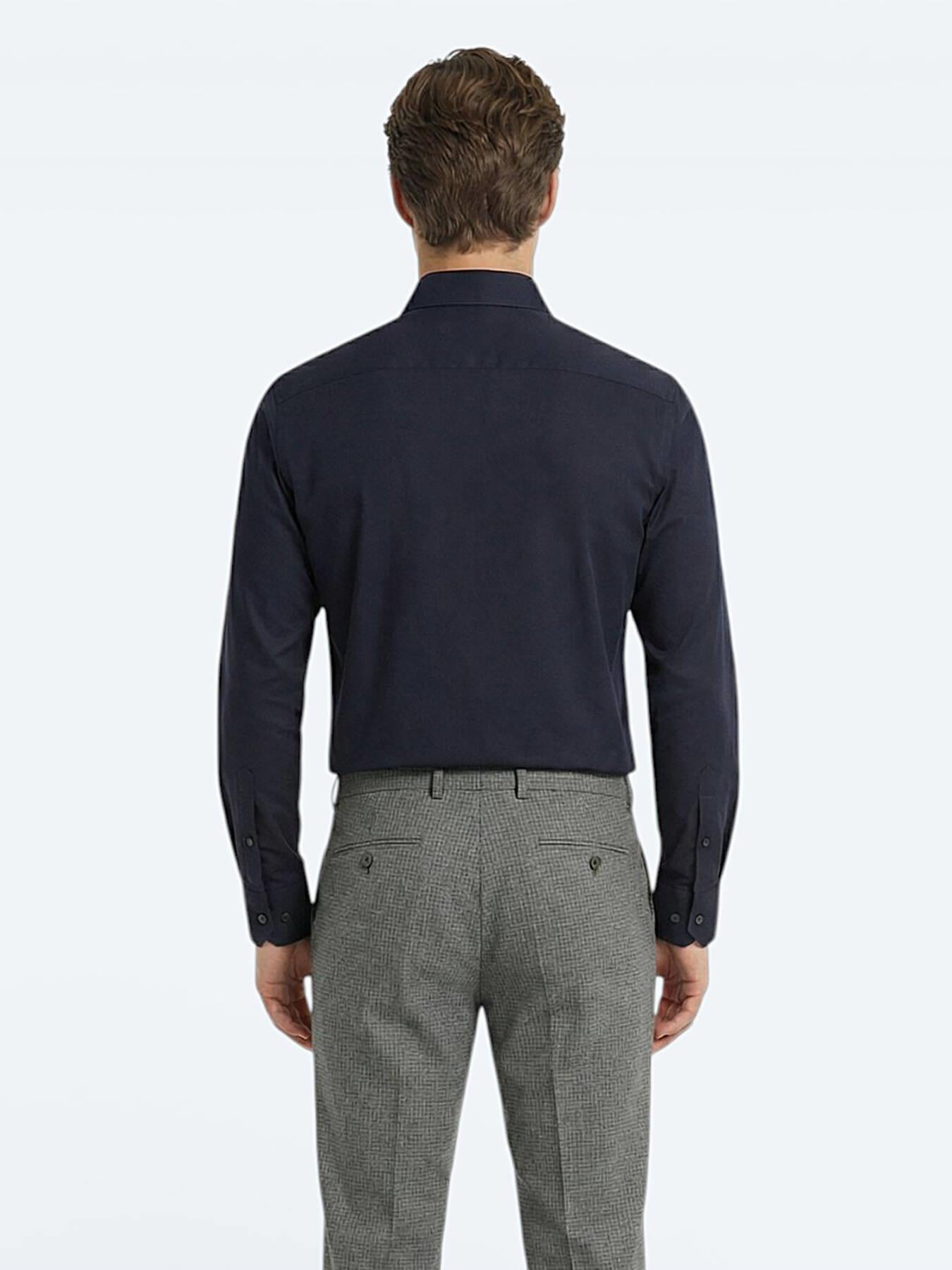 Siyah Düz Slim Fit Uzun Dokuma Klasik %100 Pamuk Gömlek