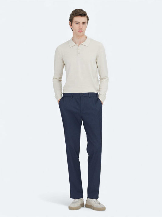 Lacivert Düz Dokuma Fitted Fit Klasik Pantolon