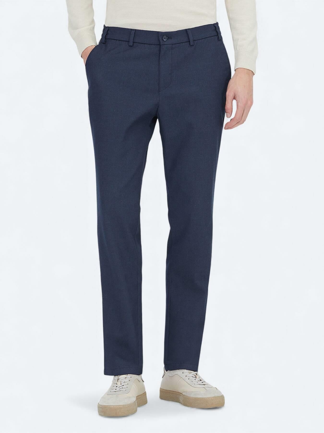 Lacivert Düz Dokuma Fitted Fit Klasik Pantolon