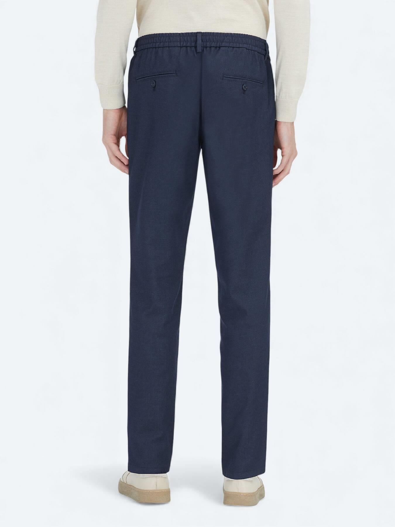 Lacivert Düz Dokuma Fitted Fit Klasik Pantolon