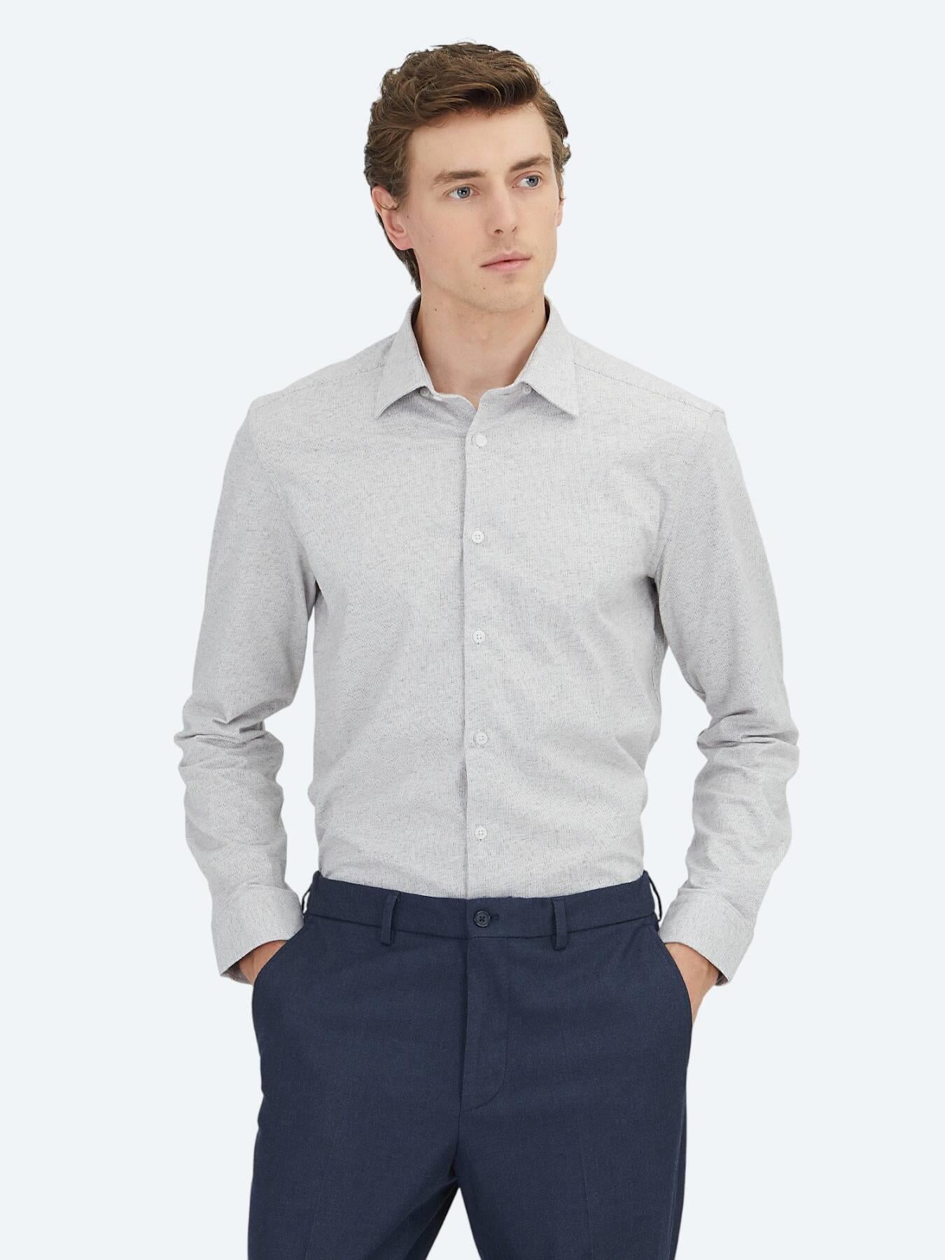 Vizon Çizgili Regular Fit Uzun Dokuma Casual %100 Pamuk Gömlek
