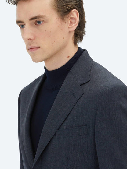 Lacivert Çizgili Modern Fit Yün Karışımlı Takım Elbise