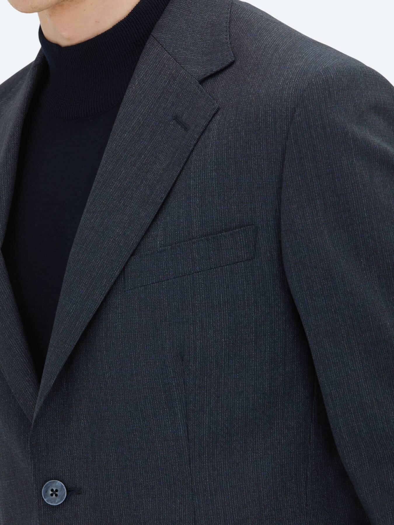 Lacivert Çizgili Modern Fit Yün Karışımlı Takım Elbise
