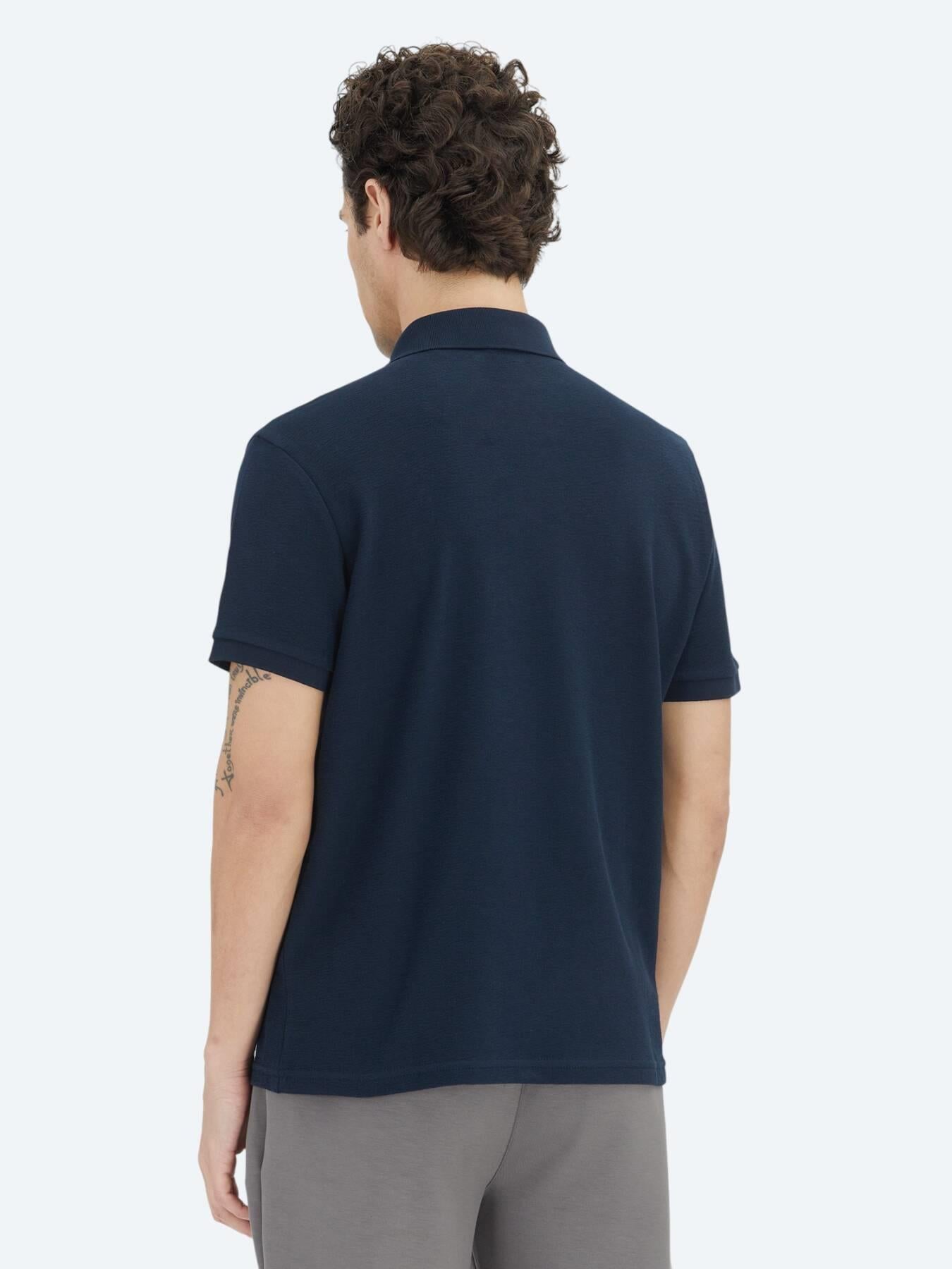 Lacivert Düz Polo Yaka %100 Pamuk T-shirt
