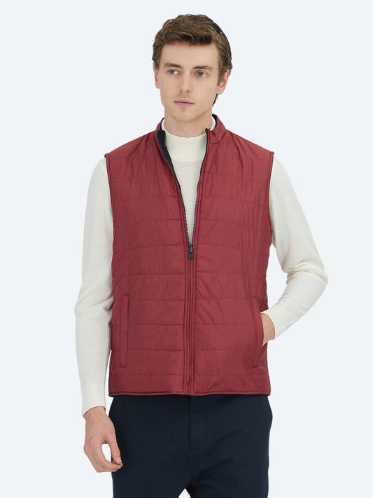 Kırmızı Regular Fit Dik Yaka Casual Örme Çift Taraflı Spor Yelek