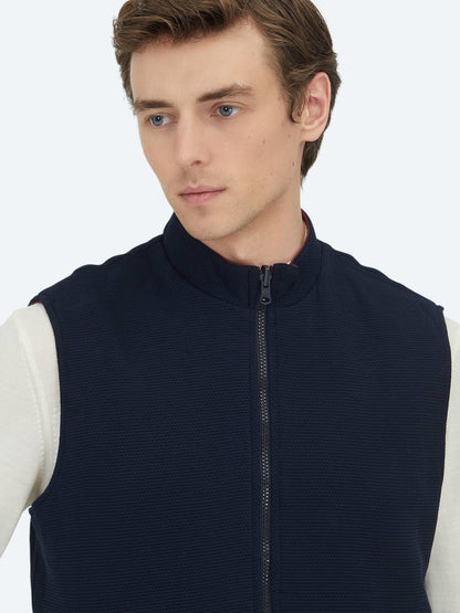 Kırmızı Regular Fit Dik Yaka Casual Örme Çift Taraflı Spor Yelek