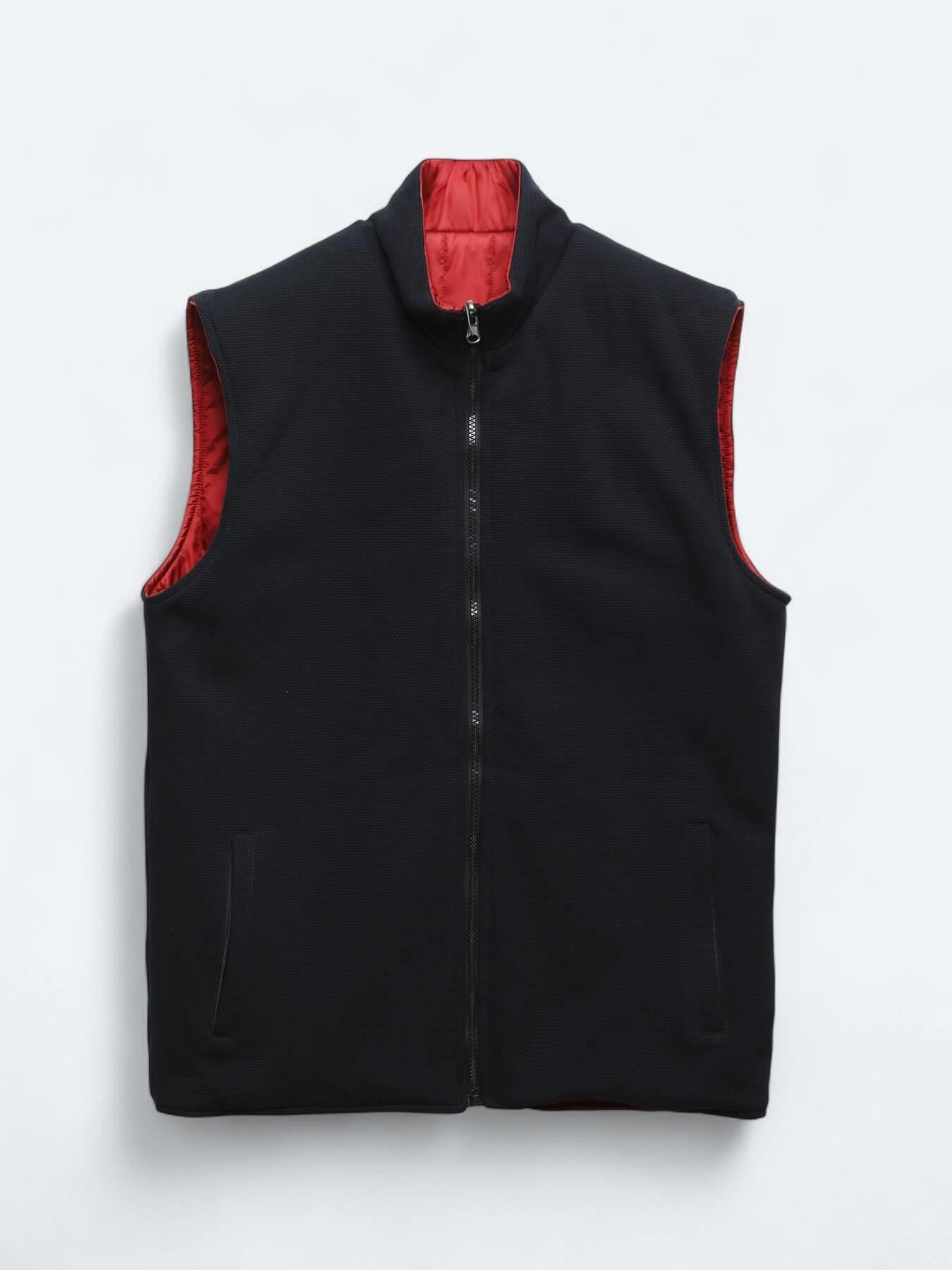 Kırmızı Regular Fit Dik Yaka Casual Örme Çift Taraflı Spor Yelek