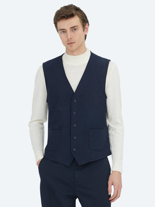Lacivert Slim Fit Kelebek Yaka Klasik Yelek