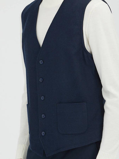 Lacivert Slim Fit Kelebek Yaka Klasik Yelek