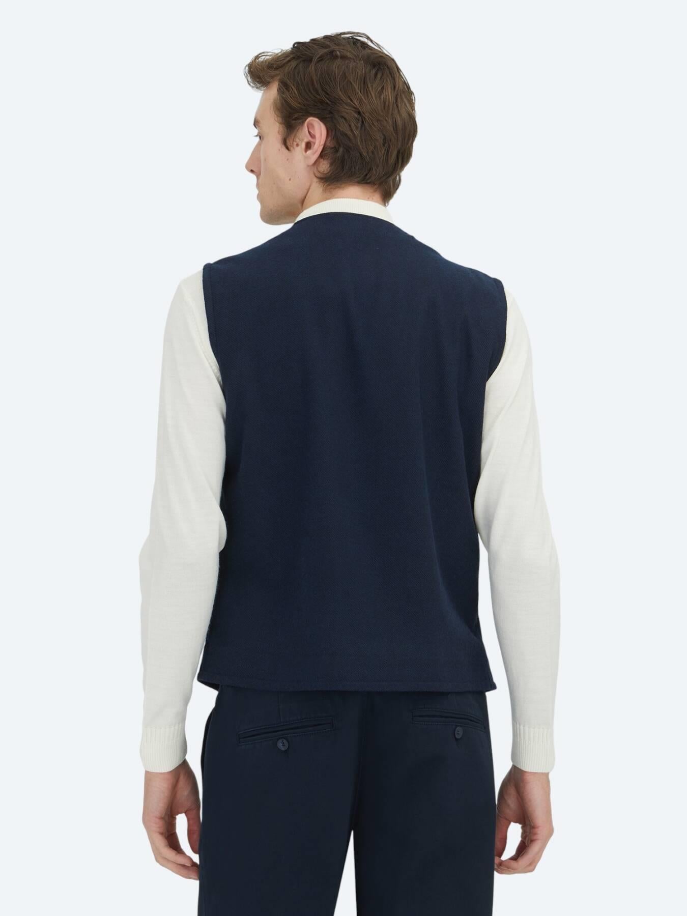 Lacivert Slim Fit Kelebek Yaka Klasik Yelek