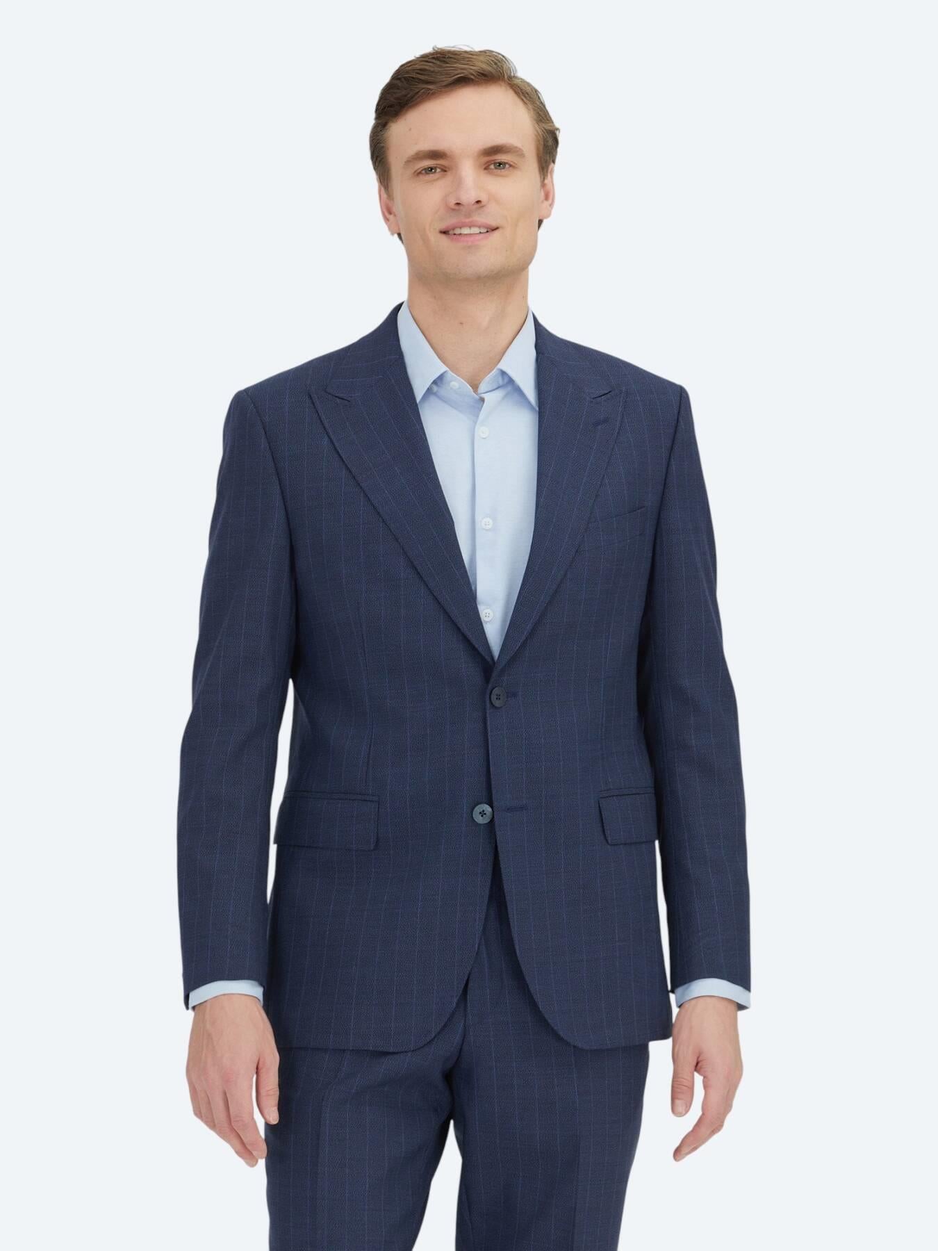 Lacivert Modern Fit Yün Karışımlı Takım Elbise