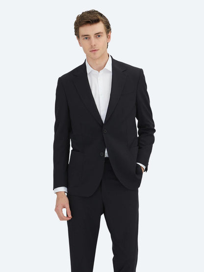 Siyah Düz Modern Fit Takım Elbise